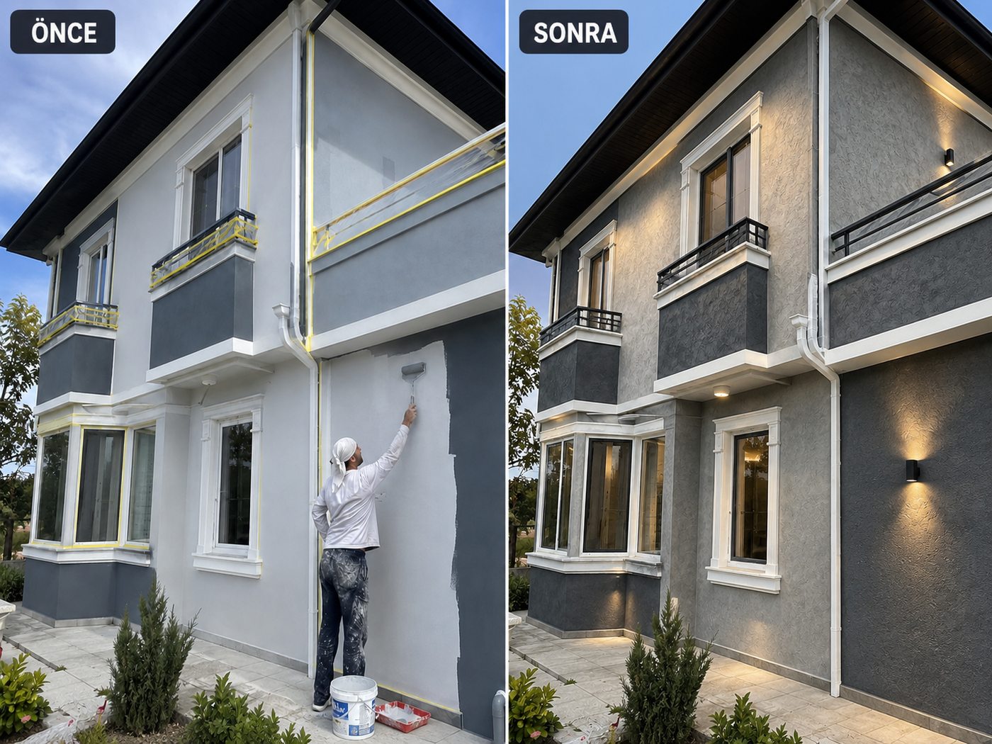 Balçova dış cephe boya öncesi ve sonrası