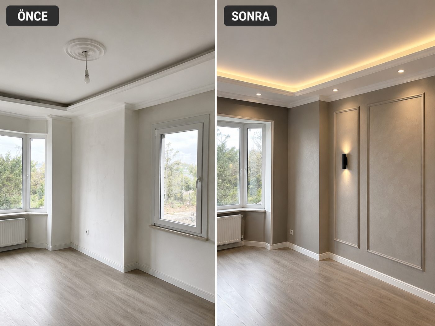 Balçova iç cephe boya öncesi ve sonrası